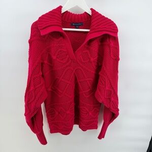 Brooks Brothers V-Neck oversized Sweater in Vibrant Red